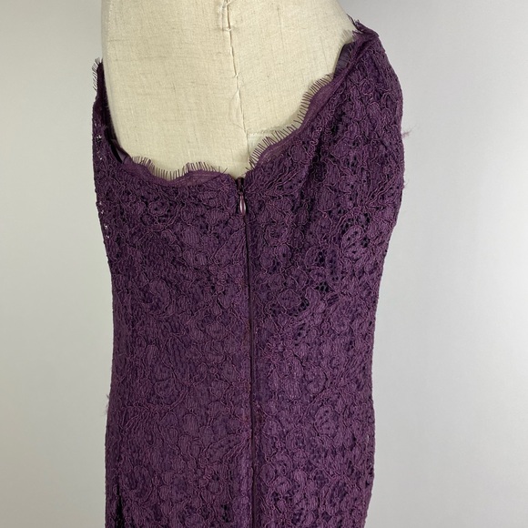 ADRIANNA PAPELL One Shoulder All Over Lace Purple Full Length Maxi Gown 10 - Picture 6 of 9